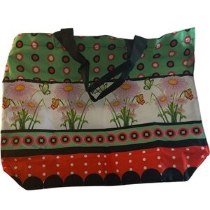 Floral Patterned Canvas Tote Bag - Multicolor NIB